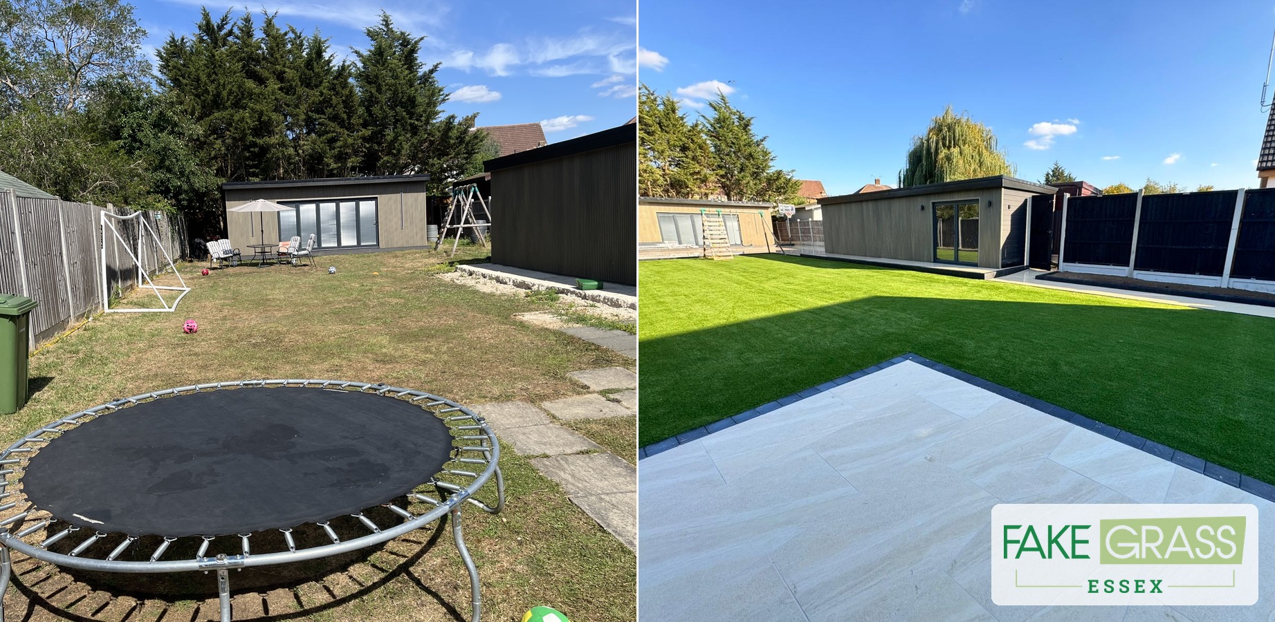 Fake grass before and after Essex